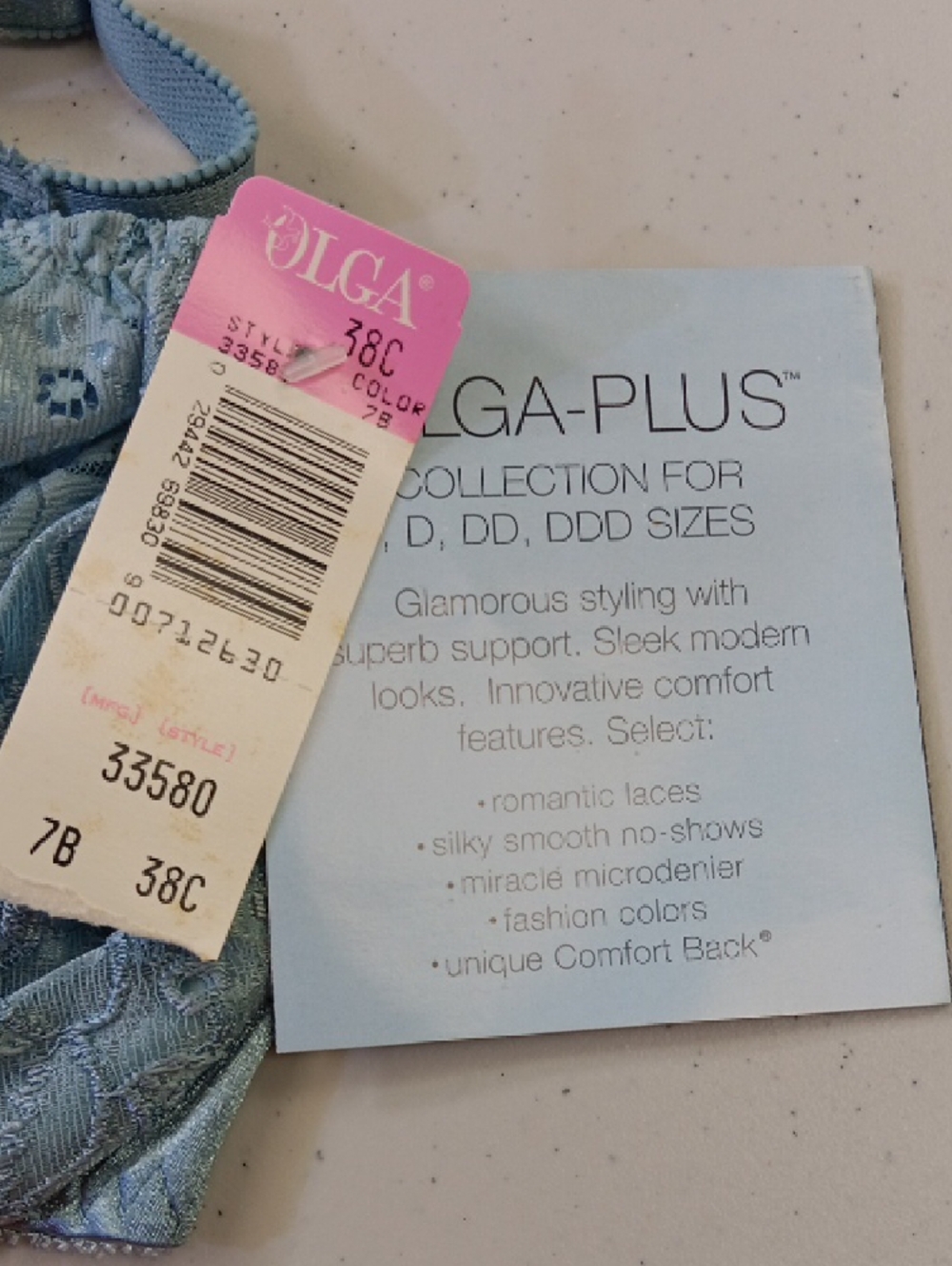Olga Dusty Blue Lace Underwire Bra - Picture 3 of 3